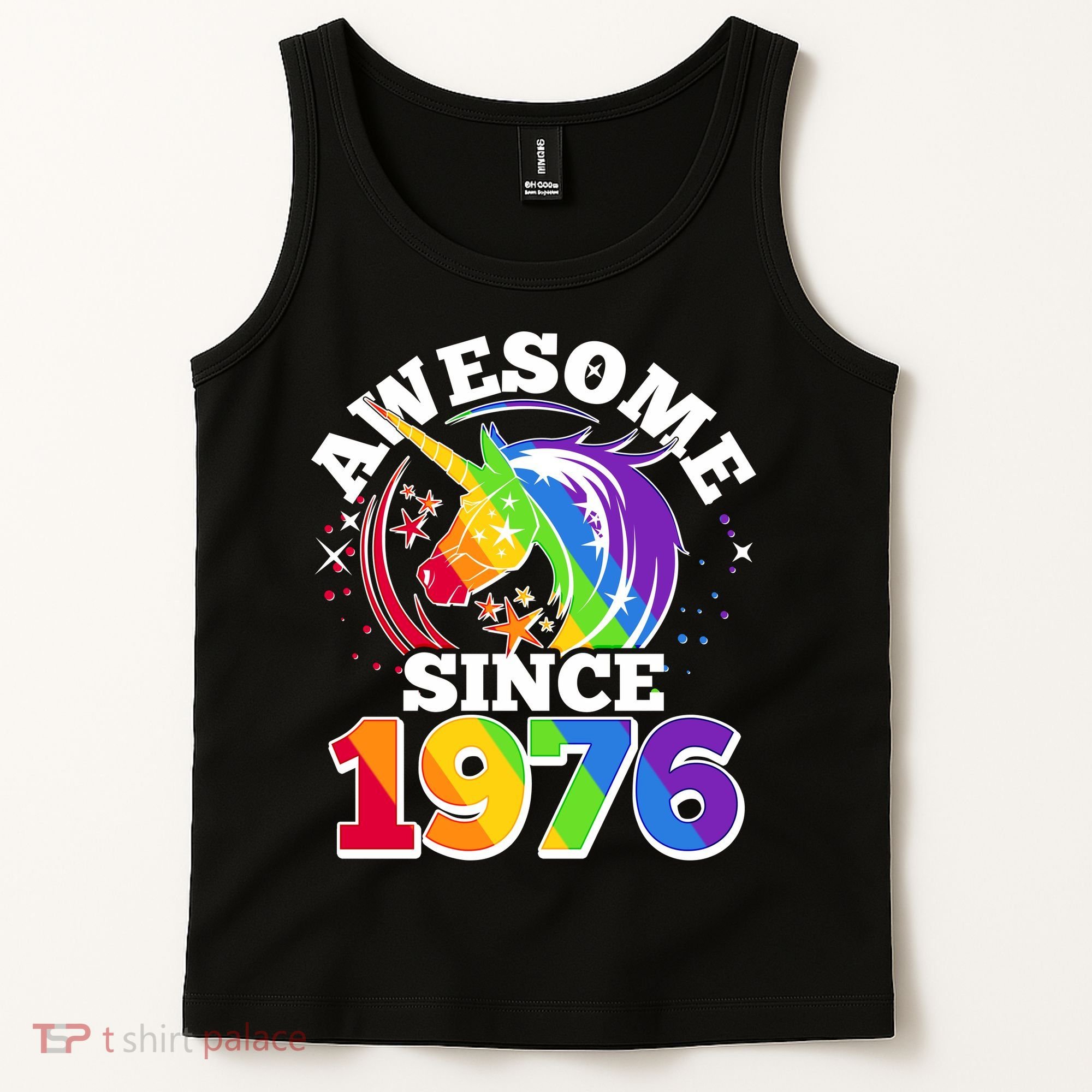 50th Birthday Rainbow Unicorn Awesome Since 1976 Tank Top