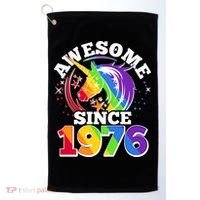 50th Birthday Rainbow Unicorn Awesome Since 1976 Golf Towel thumb 0