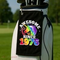50th Birthday Rainbow Unicorn Awesome Since 1976 Golf Towel thumb 2