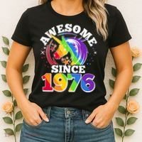 50th Birthday Rainbow Unicorn Awesome Since 1976 Women's T-Shirt thumb 2