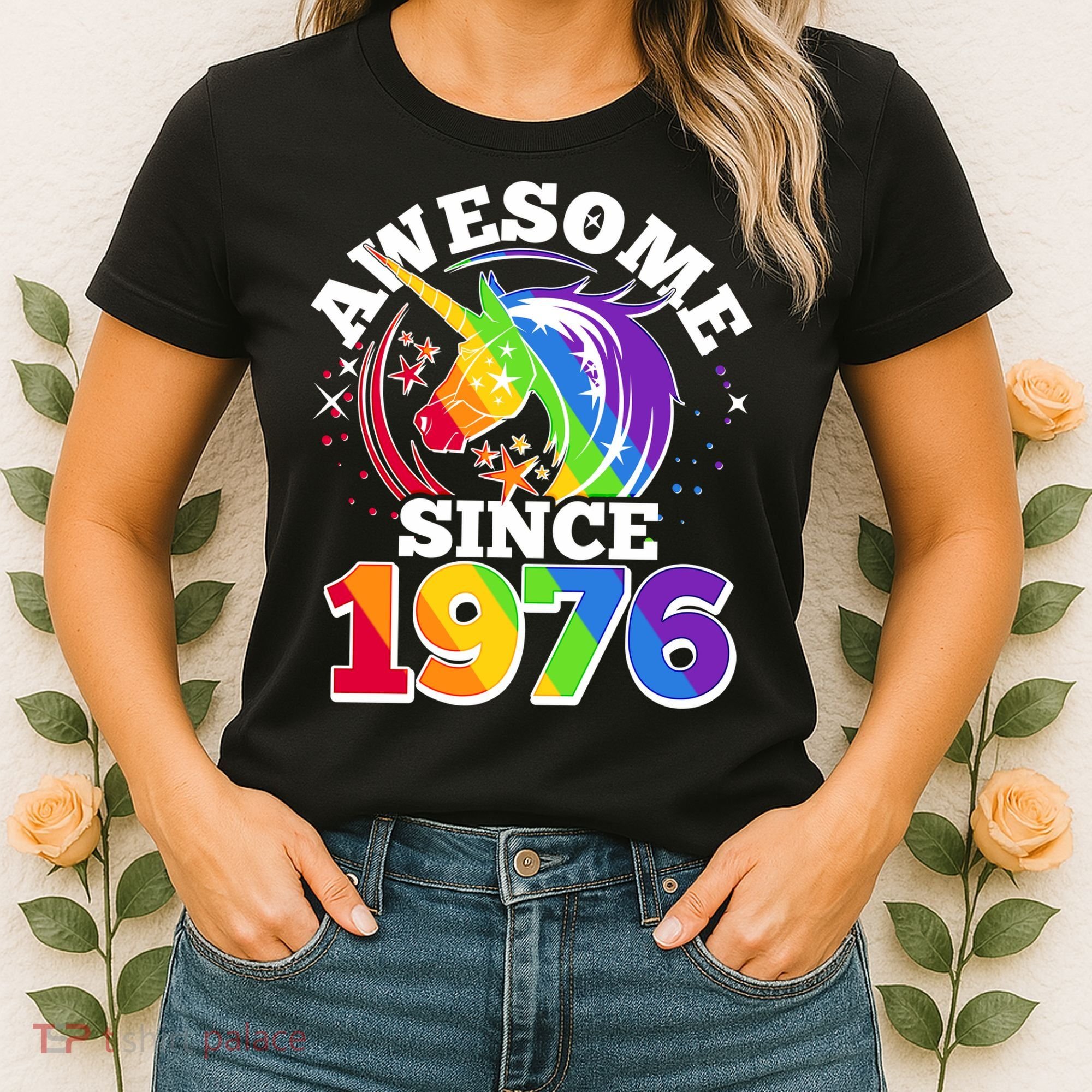 50th Birthday Rainbow Unicorn Awesome Since 1976 Women's T-Shirt