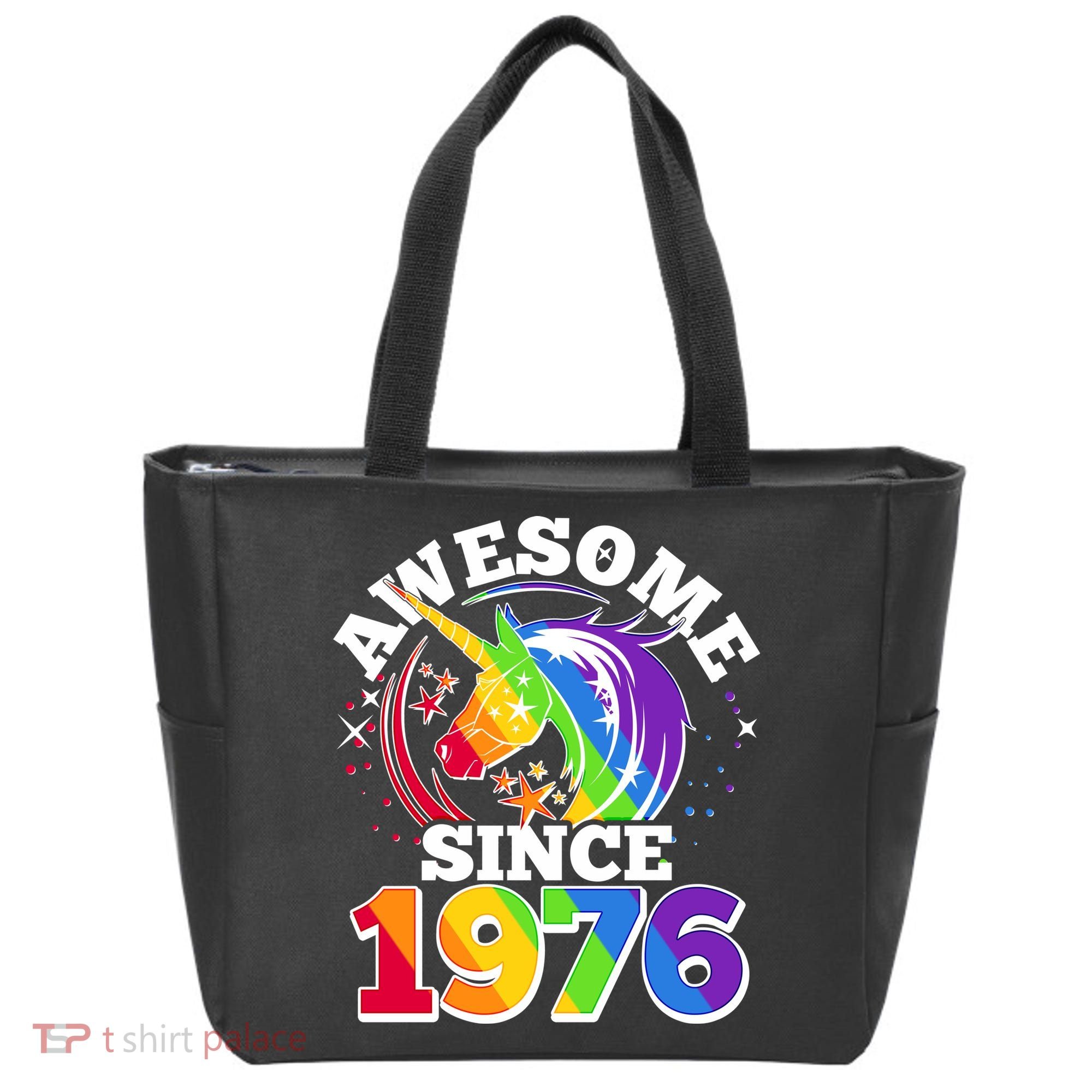 50th Birthday Rainbow Unicorn Awesome Since 1976 Tote Bag