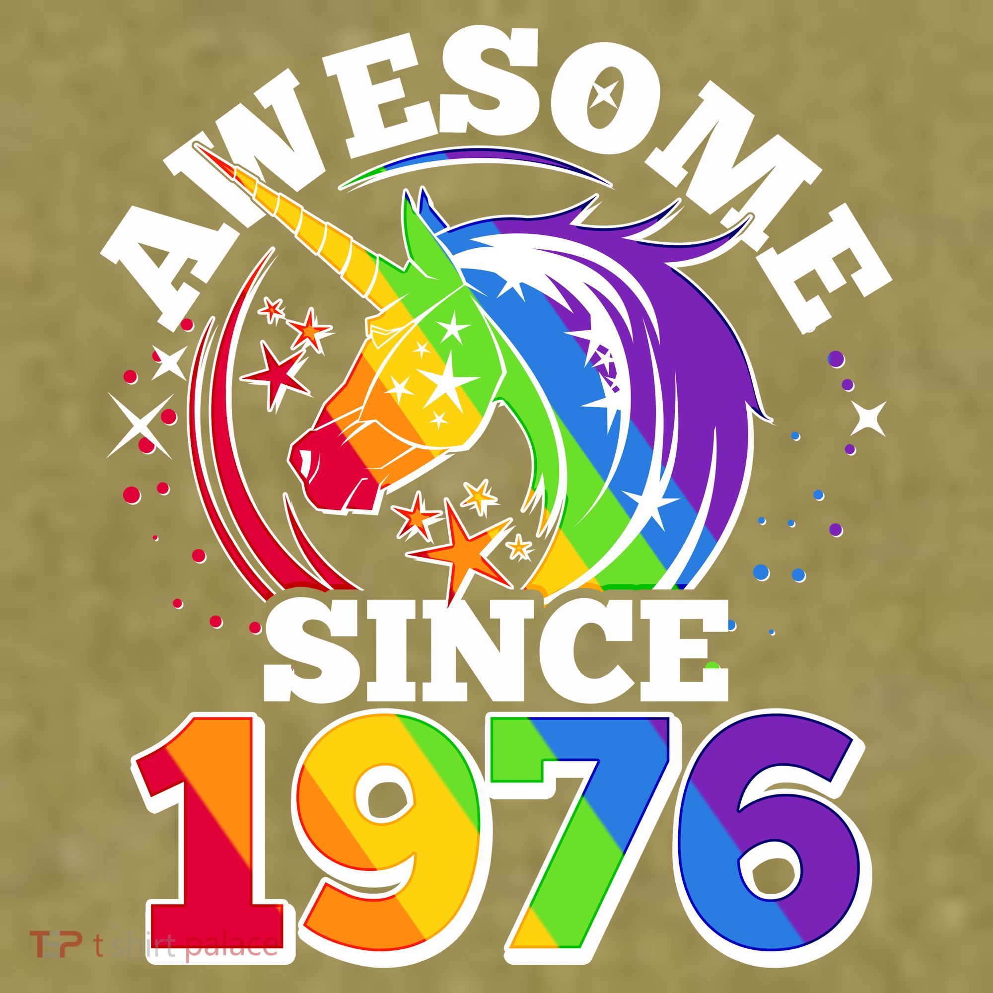 50th Birthday Rainbow Unicorn Awesome Since 1976 Garment-Dyed Women's Muscle Tee