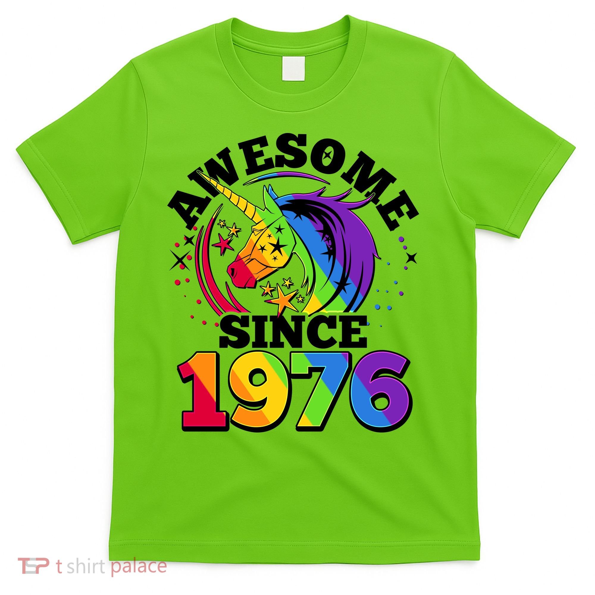 50th Birthday Rainbow Unicorn Awesome Since 1976 T-Shirt