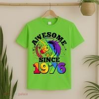50th Birthday Rainbow Unicorn Awesome Since 1976 T-Shirt thumb 2