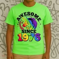 50th Birthday Rainbow Unicorn Awesome Since 1976 T-Shirt thumb 3