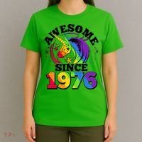 50th Birthday Rainbow Unicorn Awesome Since 1976 T-Shirt thumb 4