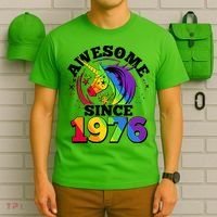 50th Birthday Rainbow Unicorn Awesome Since 1976 T-Shirt thumb 6