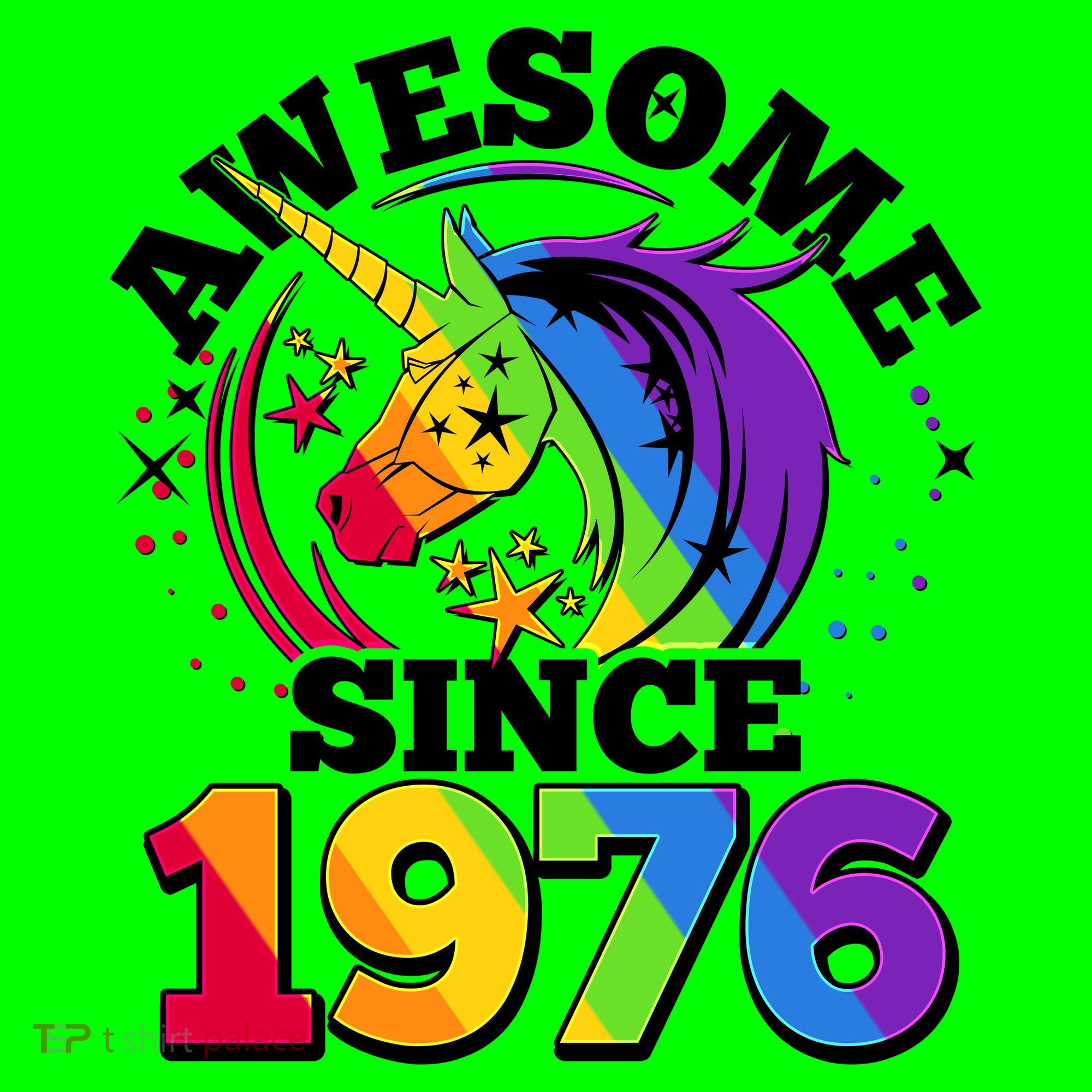 50th Birthday Rainbow Unicorn Awesome Since 1976 Button