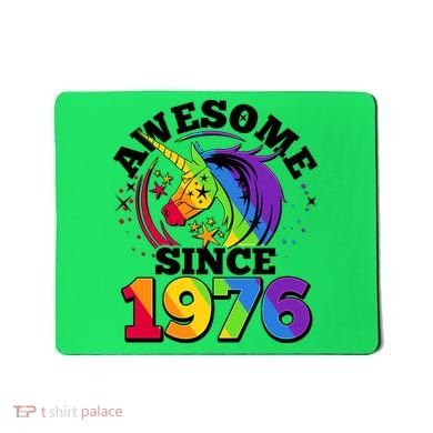 50th Birthday Rainbow Unicorn Awesome Since 1976 Mousepad