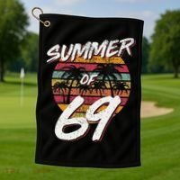 50th Birthday Summer of 69 Gift Mom Daddy Golf Towel thumb 1