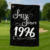 50th Birthday Sassy Since 1976 Golf Towel thumb 1