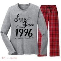 50th Birthday Sassy Since 1976 Women's Long Sleeve Flannel Pajama Set  thumb 0