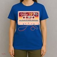 50th Birthday Vintage 1976 Limited Edition Cassette Tape T-Shirt thumb 4