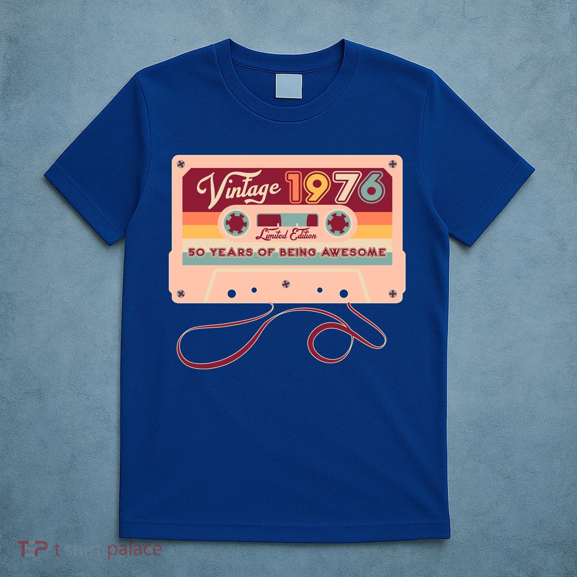 50th Birthday Vintage 1976 Limited Edition Cassette Tape T-Shirt