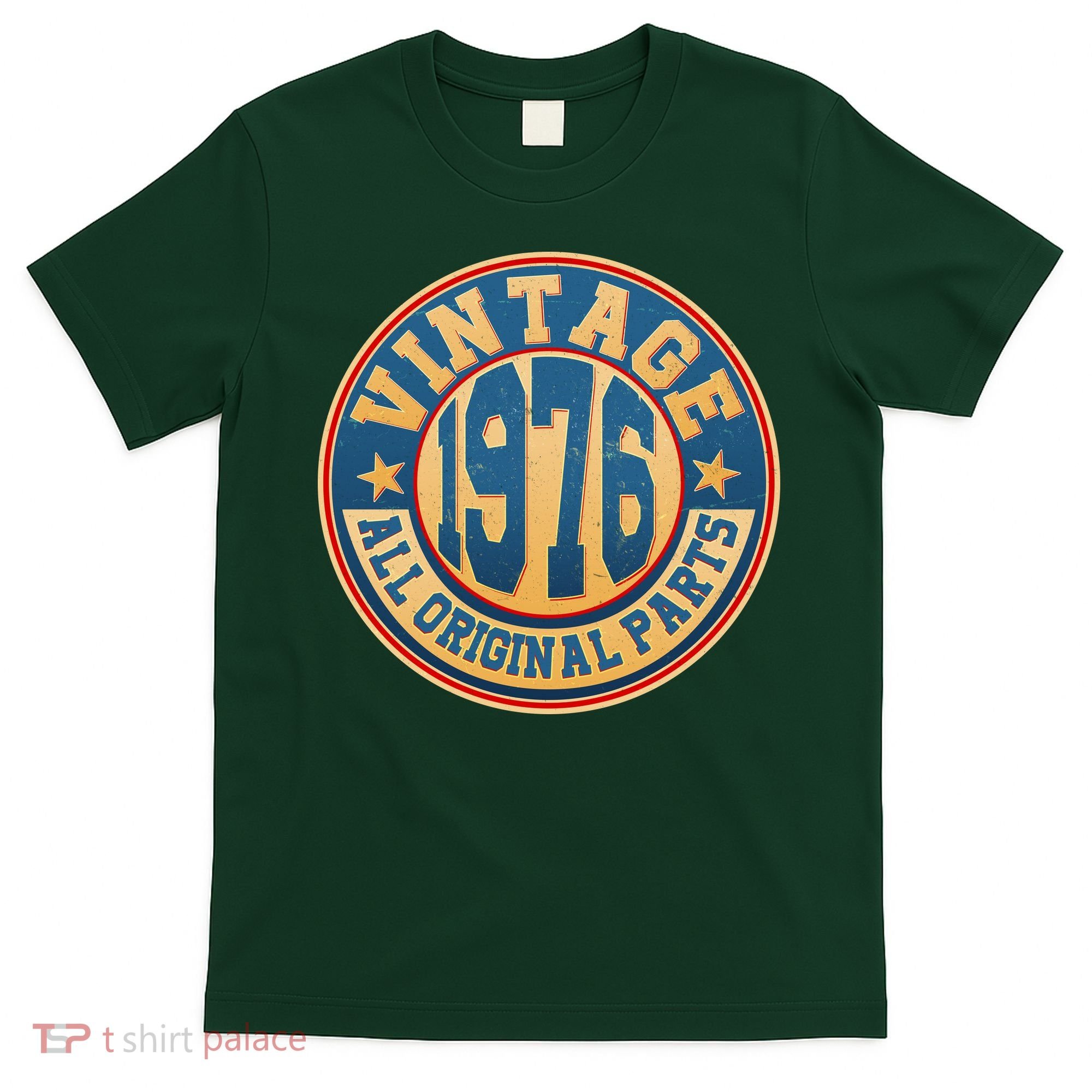 50th Birthday Vintage 1976 All Original Parts Shield Emblem  T-Shirt