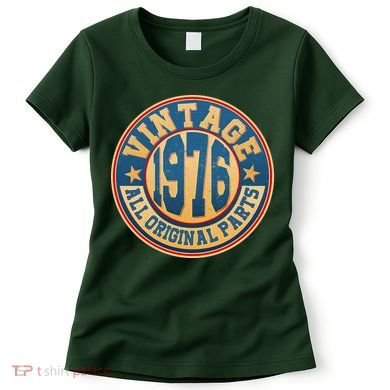 50th Birthday Vintage 1976 All Original Parts Shield Emblem  Women's T-Shirt