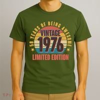 50th Birthday Vintage 1976 50 Years Of Being Awesome Limited Edition  T-Shirt thumb 3