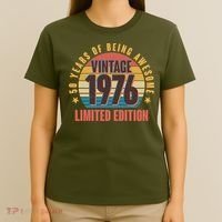 50th Birthday Vintage 1976 50 Years Of Being Awesome Limited Edition  T-Shirt thumb 4