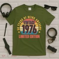 50th Birthday Vintage 1976 50 Years Of Being Awesome Limited Edition  T-Shirt thumb 5