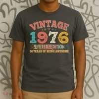 50th Birthday Vintage 1976 Limited Edition 50 Years Of Being Awesome T-Shirt thumb 3