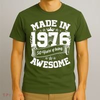 50th Birthday Vintage Crown Made In 1976 50 Years Of Being Awesome T-Shirt thumb 3