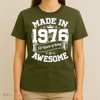 50th Birthday Vintage Crown Made In 1976 50 Years Of Being Awesome T-Shirt thumb 4
