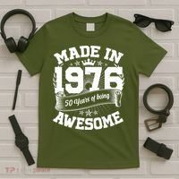 50th Birthday Vintage Crown Made In 1976 50 Years Of Being Awesome T-Shirt thumb 5