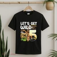 5th Birthday Zoo Safari Jungle Animal | Lets Get Wild Im 5 T-Shirt thumb 2