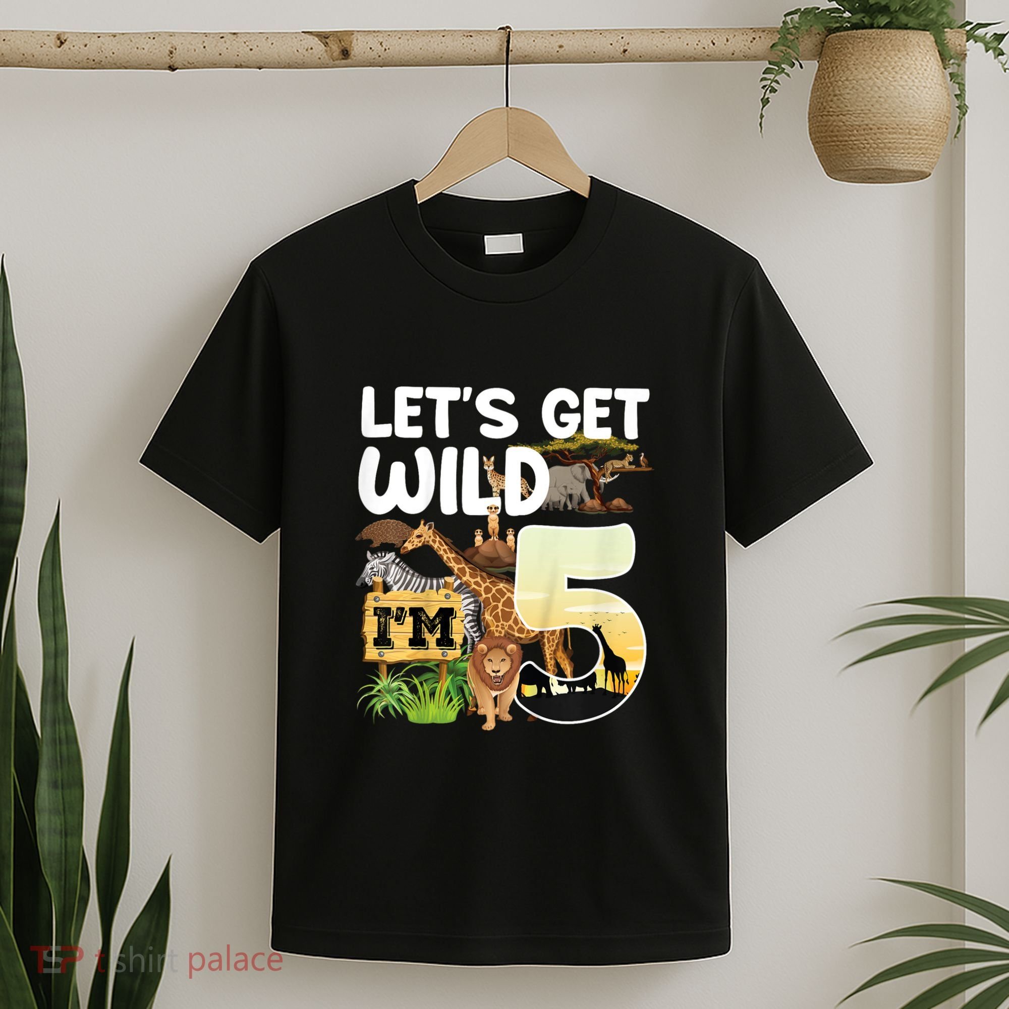 5th Birthday Zoo Safari Jungle Animal | Lets Get Wild Im 5 T-Shirt