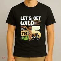 5th Birthday Zoo Safari Jungle Animal | Lets Get Wild Im 5 T-Shirt thumb 3