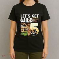 5th Birthday Zoo Safari Jungle Animal | Lets Get Wild Im 5 T-Shirt thumb 4