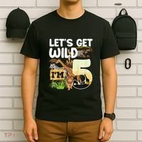 5th Birthday Zoo Safari Jungle Animal | Lets Get Wild Im 5 T-Shirt thumb 6