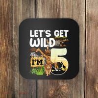 5th Birthday Zoo Safari Jungle Animal | Lets Get Wild Im 5 Coaster thumb 0