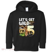 5th Birthday Zoo Safari Jungle Animal | Lets Get Wild Im 5 Toddler Hoodie thumb 0
