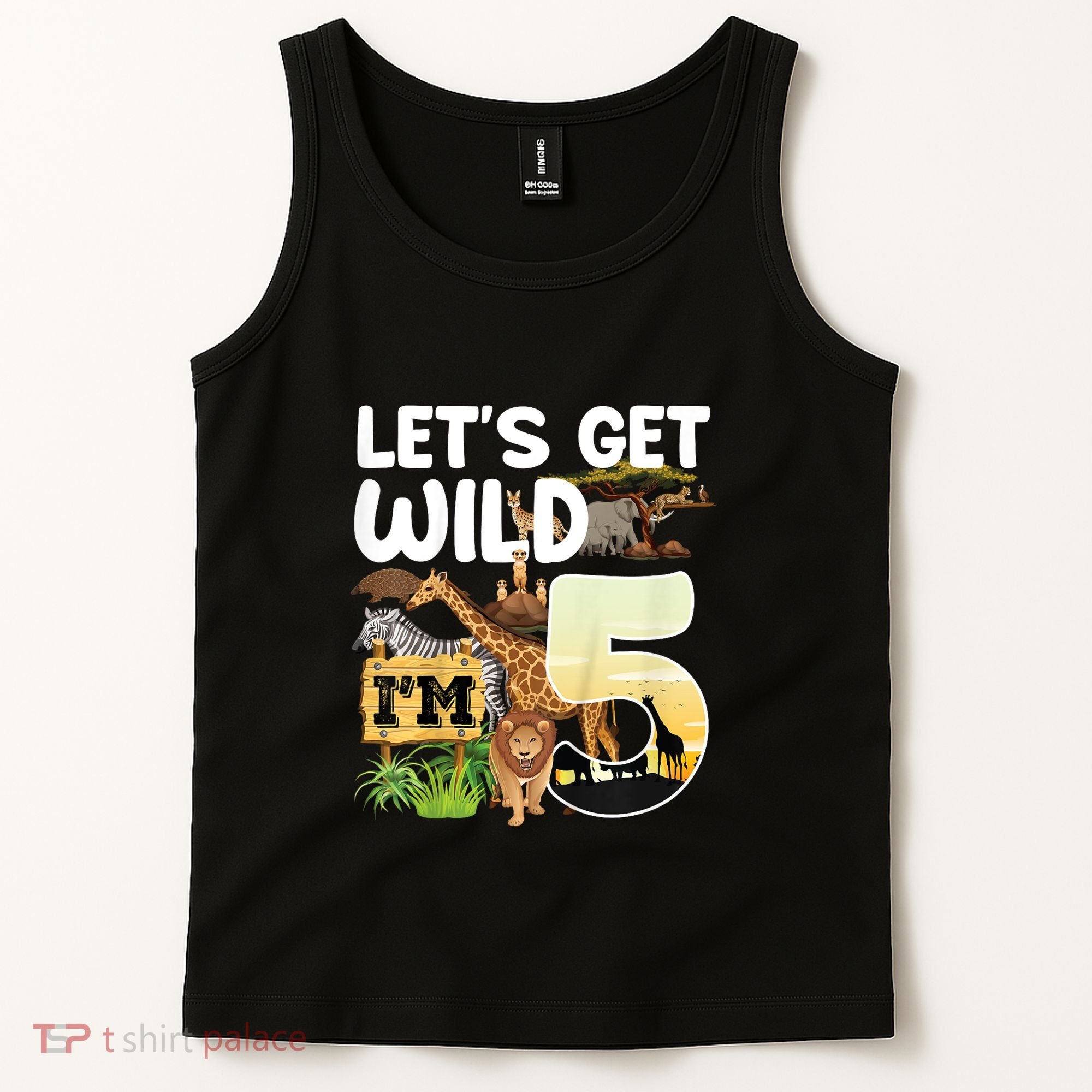5th Birthday Zoo Safari Jungle Animal | Lets Get Wild Im 5 Tank Top