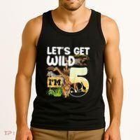5th Birthday Zoo Safari Jungle Animal | Lets Get Wild Im 5 Tank Top thumb 3