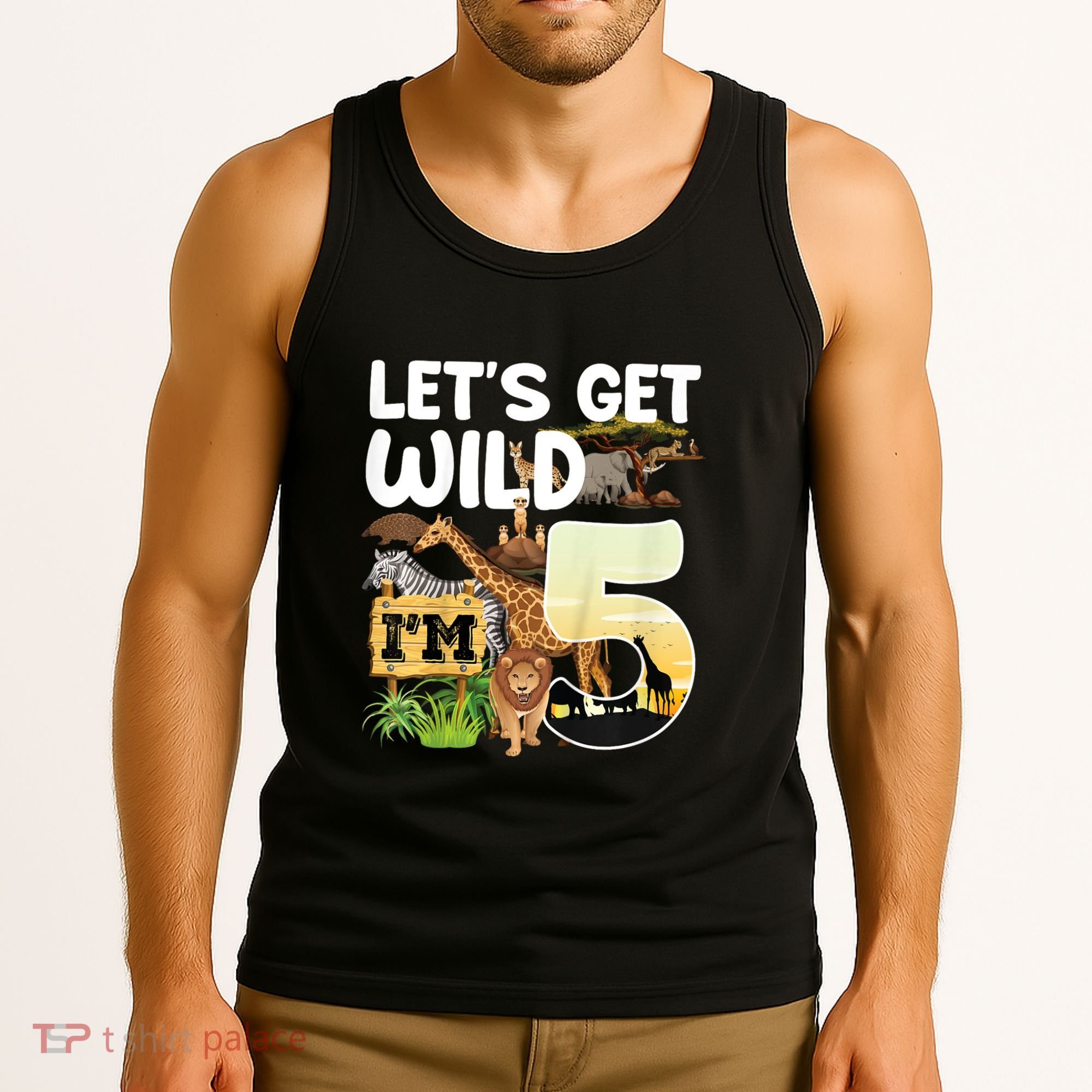 5th Birthday Zoo Safari Jungle Animal | Lets Get Wild Im 5 Tank Top