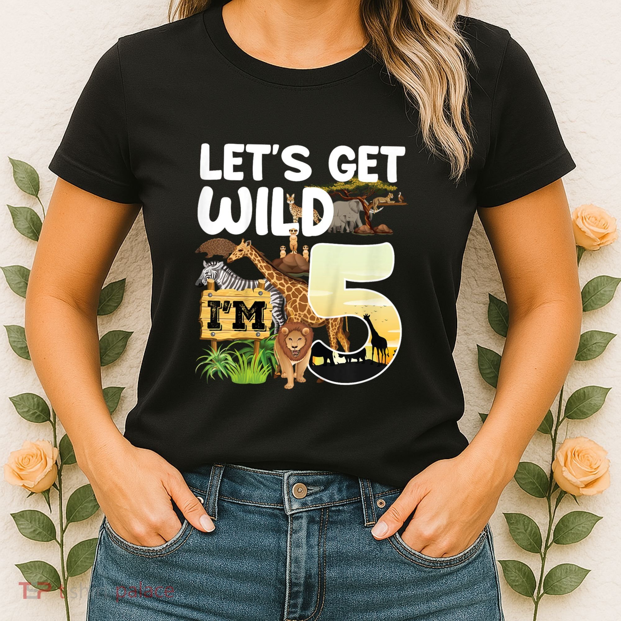 5th Birthday Zoo Safari Jungle Animal | Lets Get Wild Im 5 Women's T-Shirt