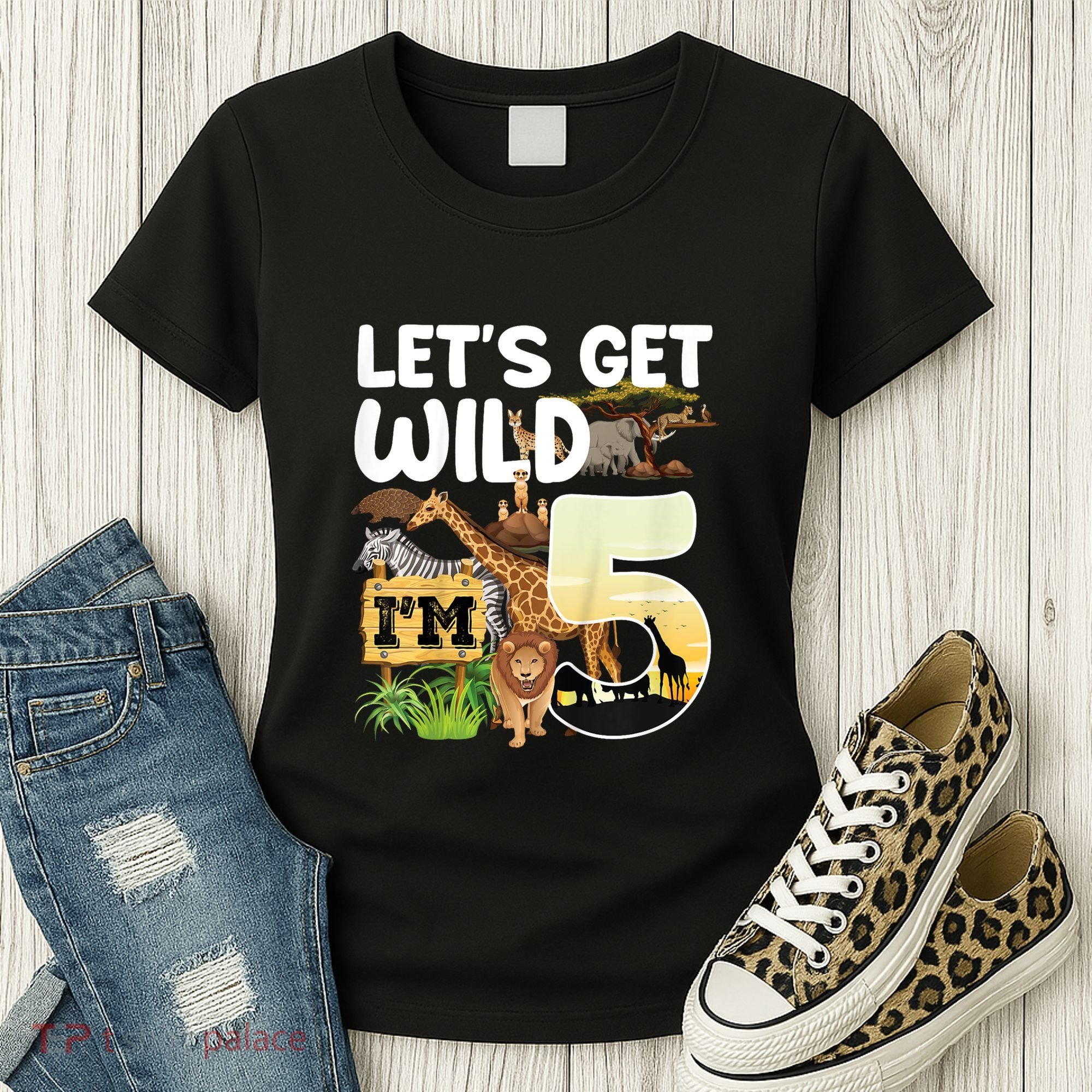5th Birthday Zoo Safari Jungle Animal | Lets Get Wild Im 5 Women's T-Shirt