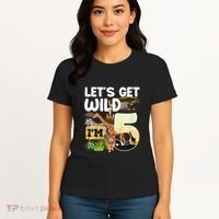 5th Birthday Zoo Safari Jungle Animal | Lets Get Wild Im 5 Women's T-Shirt thumb 4