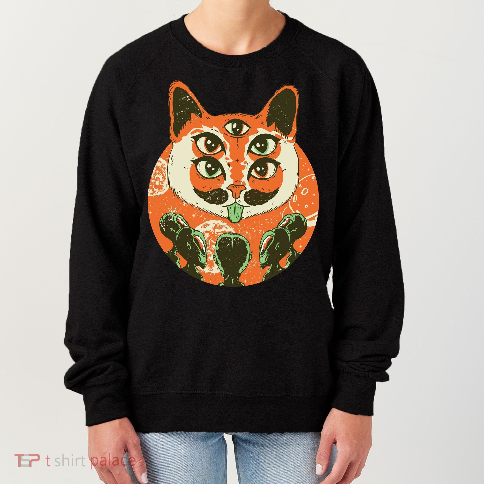5 Eyed Alien Cat Women's Sweatshirt