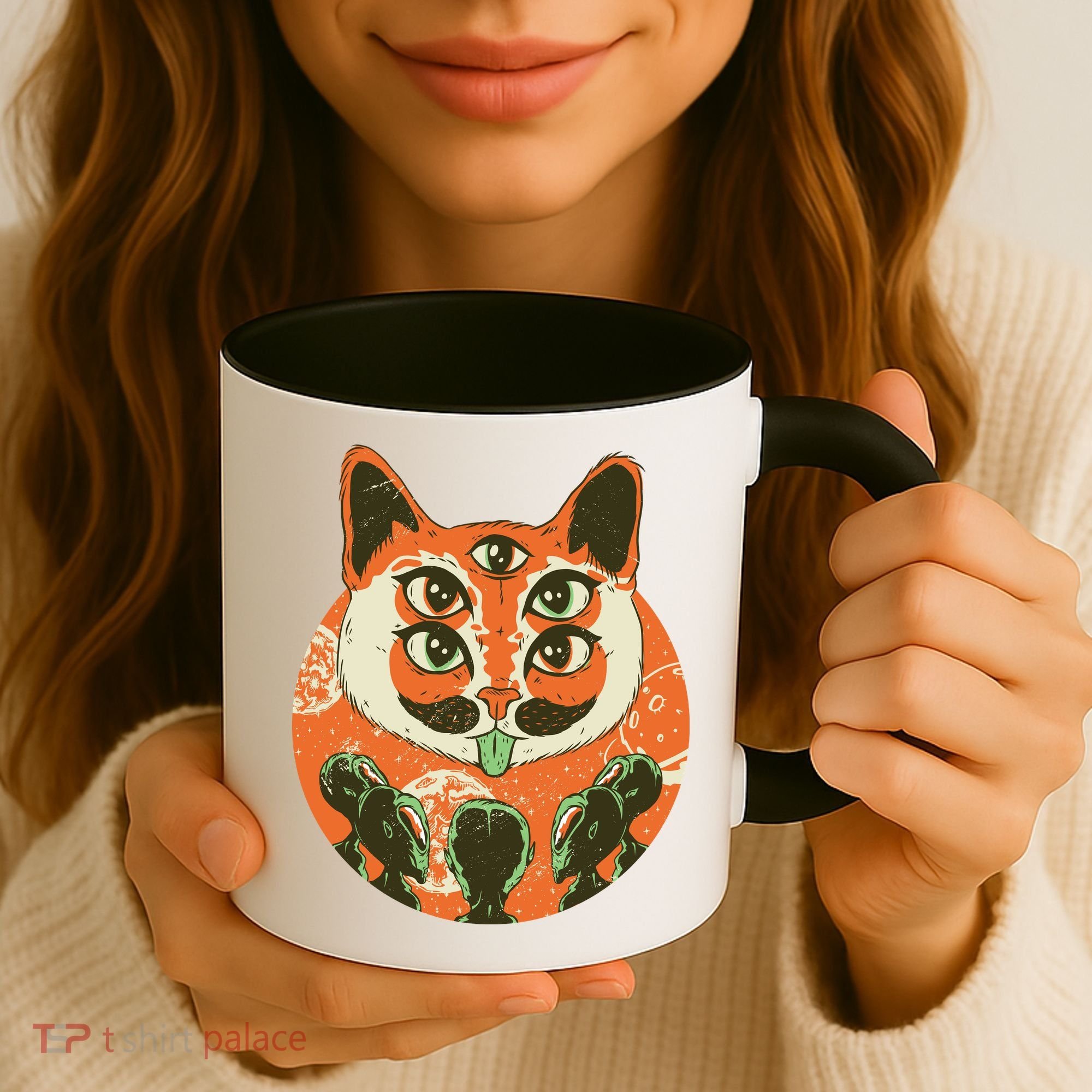 5 Eyed Alien Cat Coffee Mug