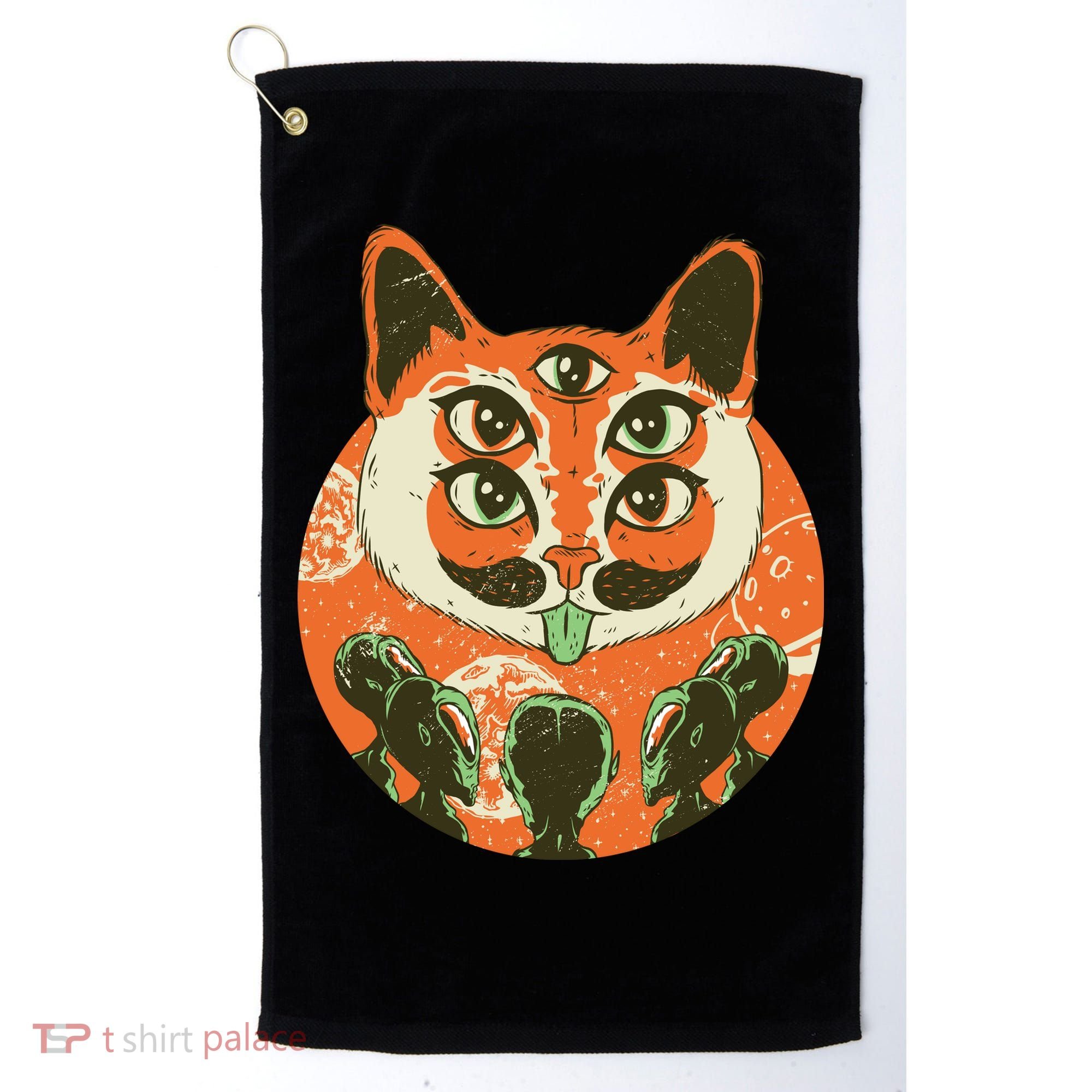5 Eyed Alien Cat Golf Towel