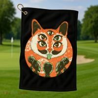 5 Eyed Alien Cat Golf Towel thumb 1