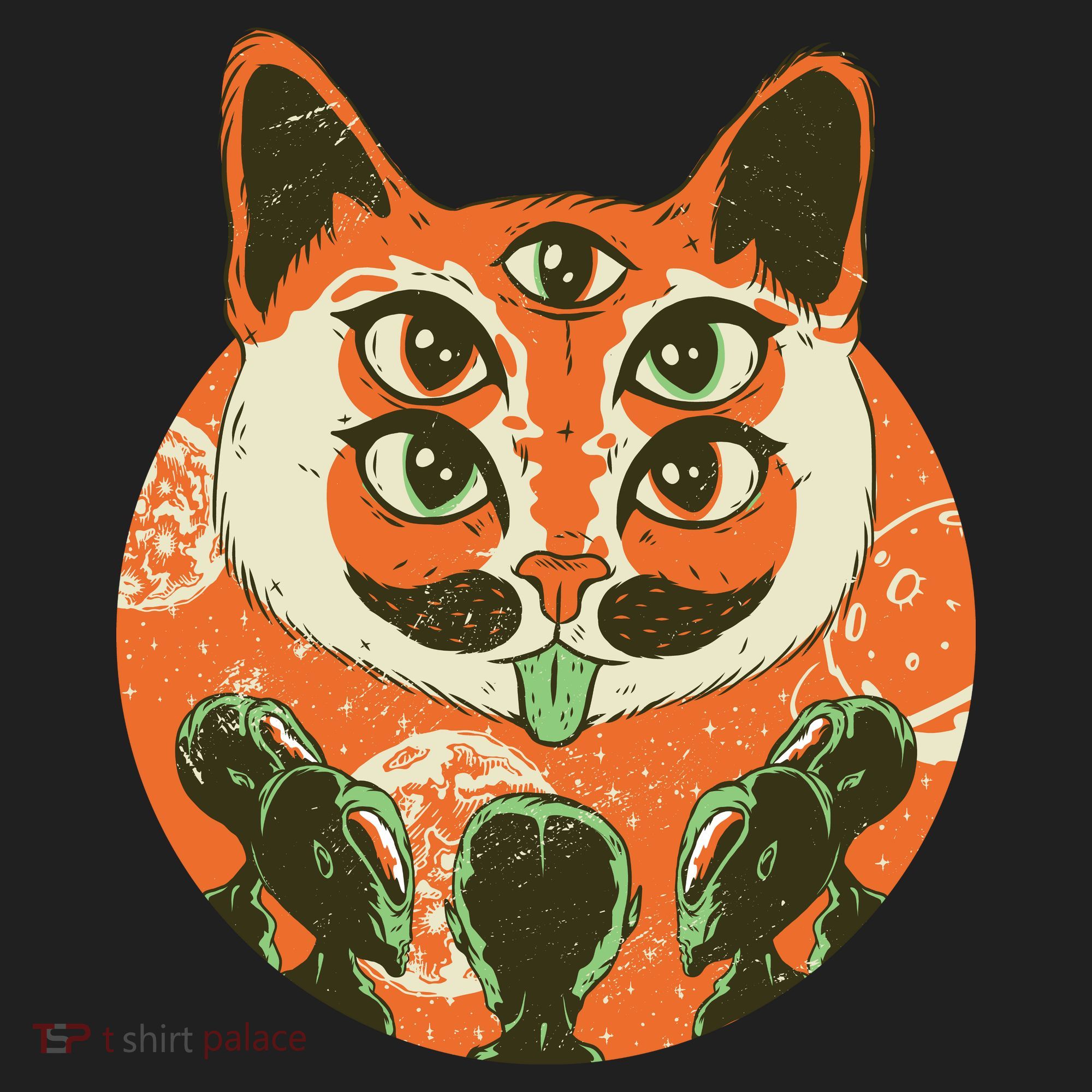 5 Eyed Alien Cat Golf Towel
