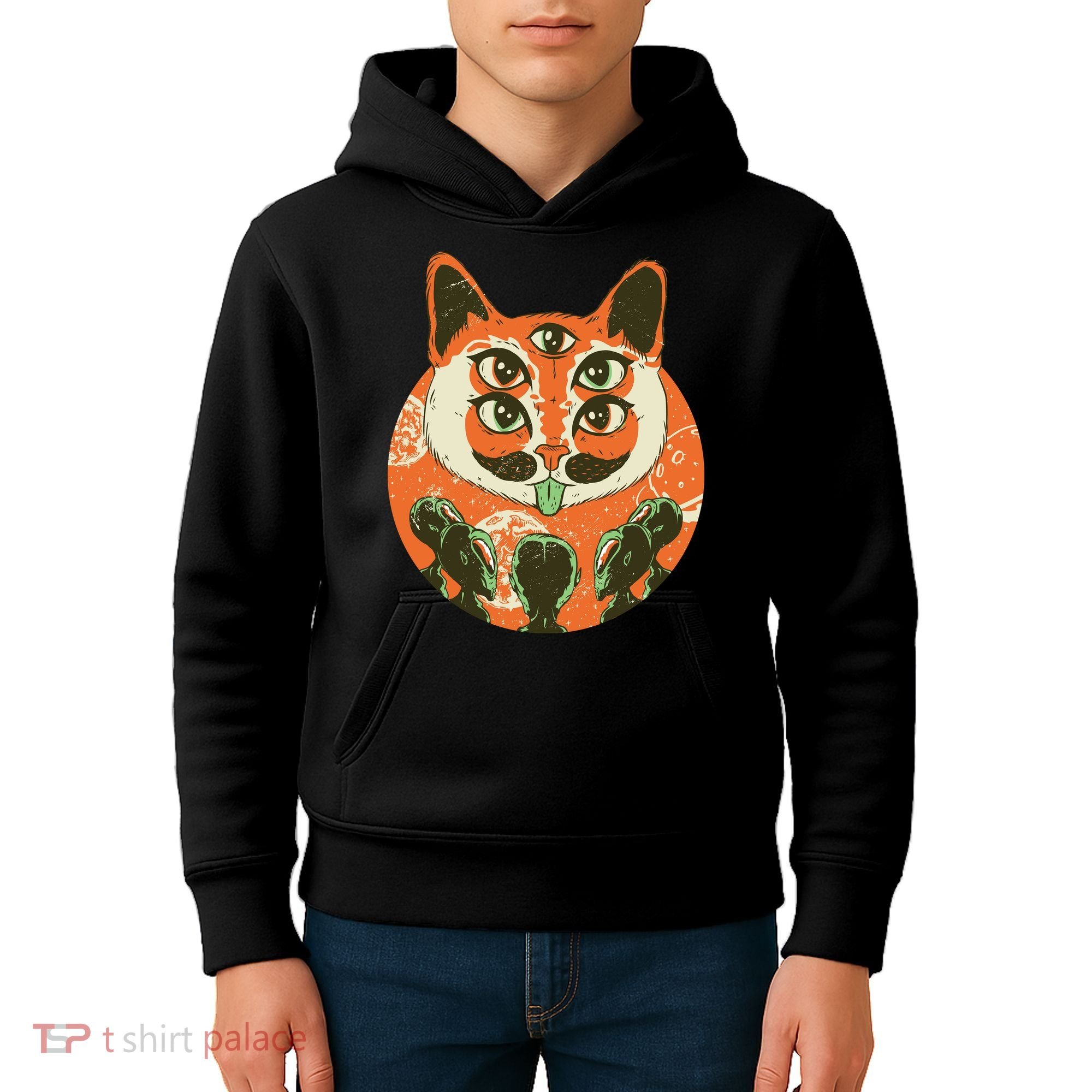 5 Eyed Alien Cat Kids Hoodie