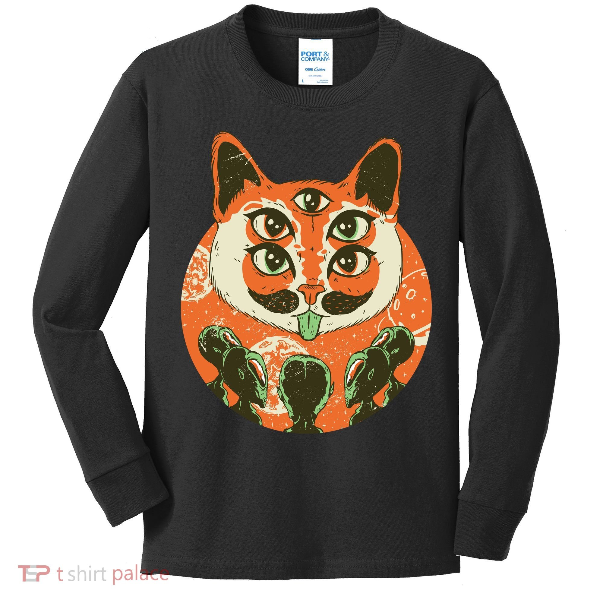 5 Eyed Alien Cat Kids Long Sleeve Shirt