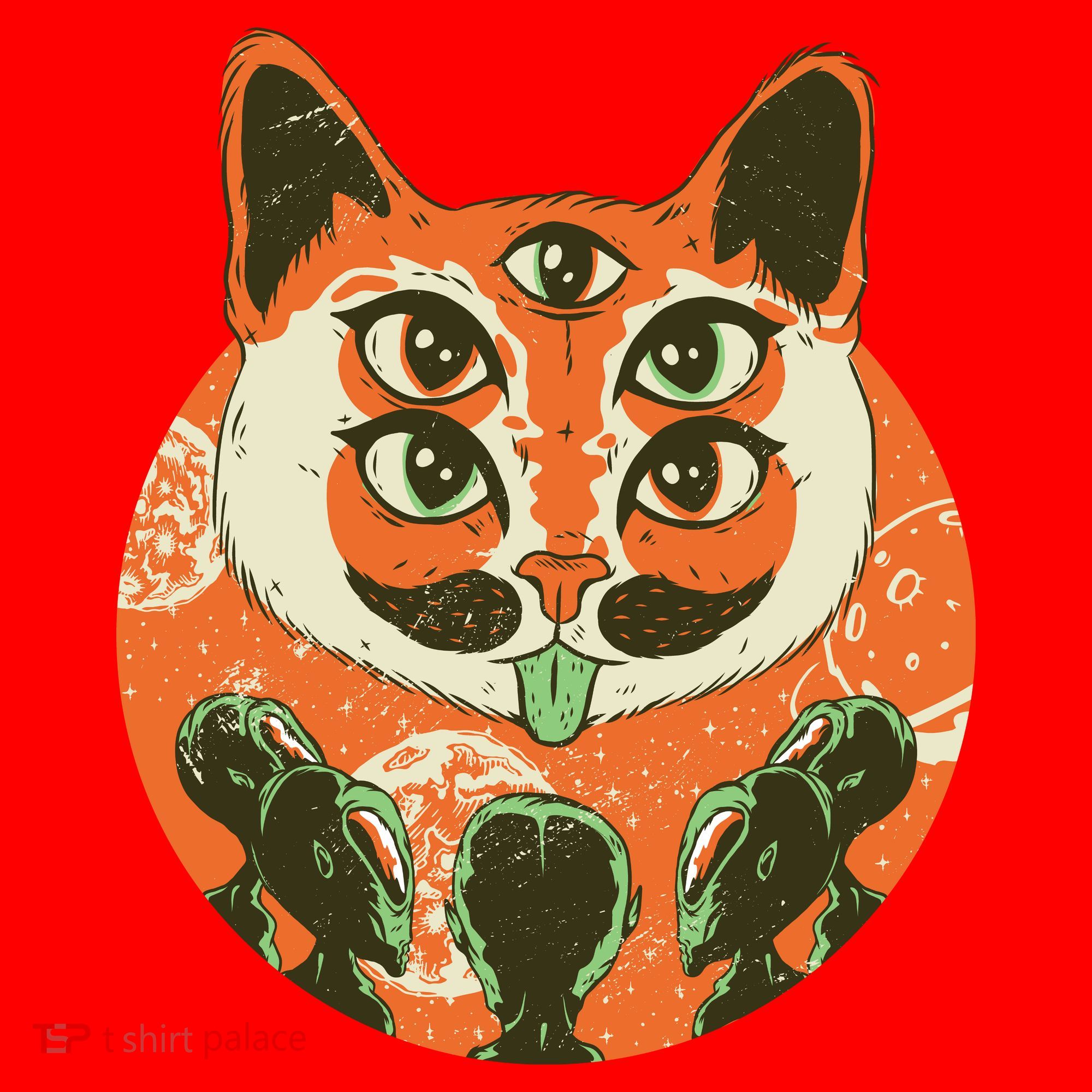 5 Eyed Alien Cat Santa Hat