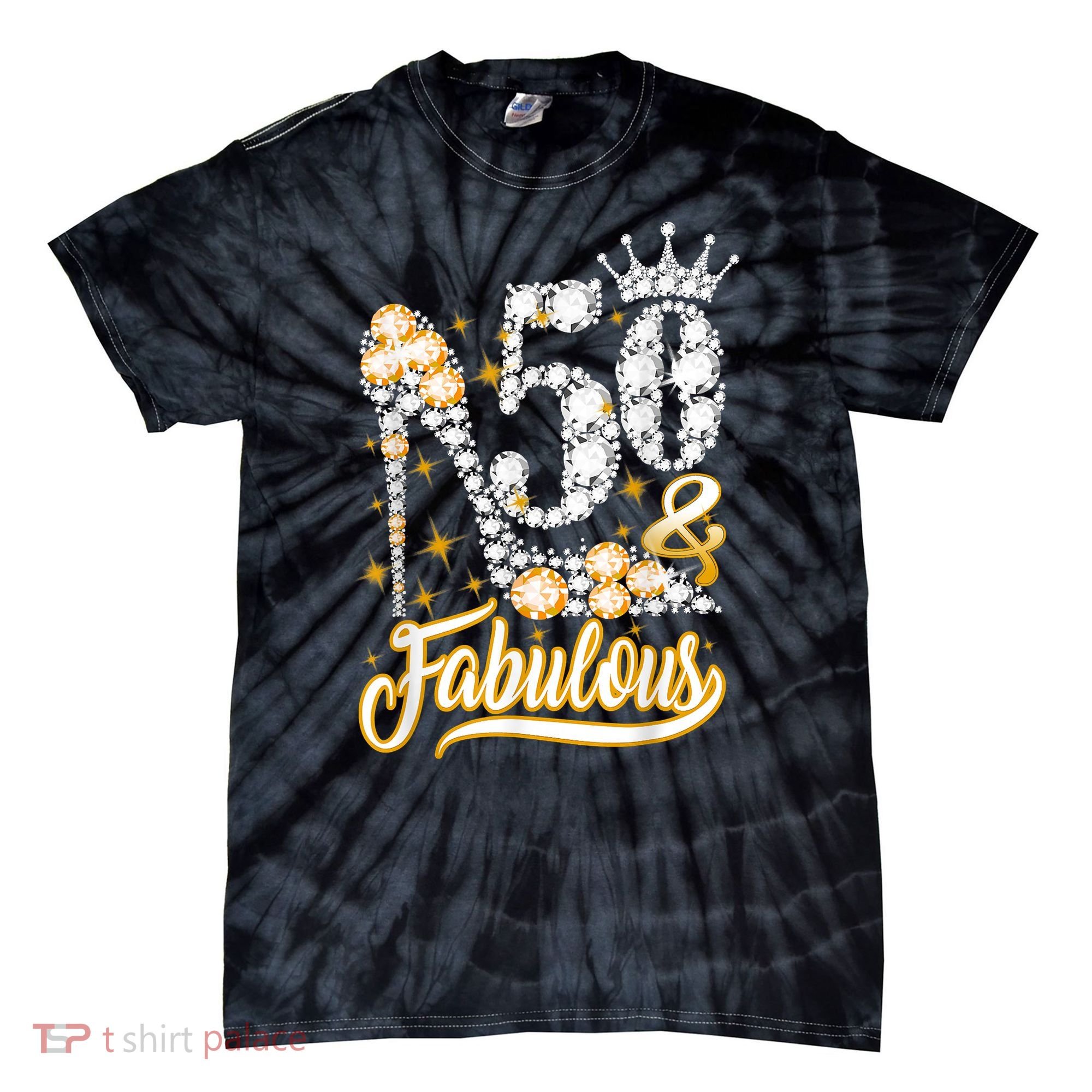 50 & Fabulous 50 Years Old 50th Birthday Diamond Crown Shoes Tie-Dye T-Shirt